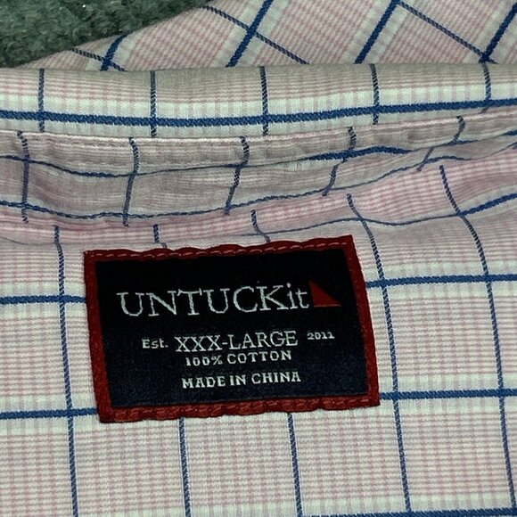 UNTUCKit Montiano Shirt Mens 3XL Regular Pink Plaid Long Sleeve Button Up New - Picture 9 of 11